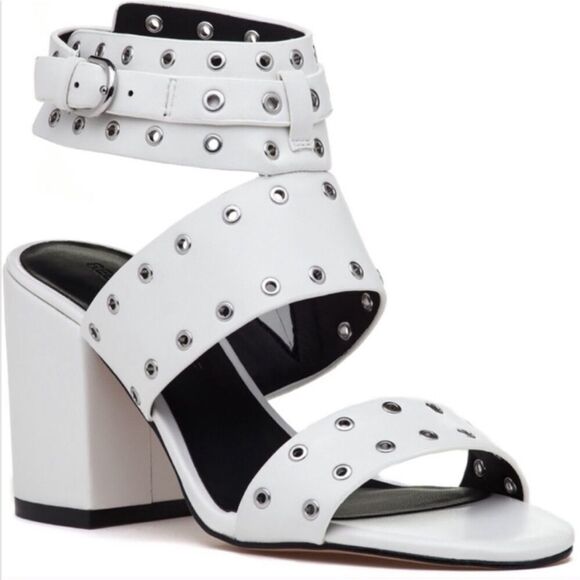 Rebecca Minkoff Carter Strappy Block Heel Sandals In White - Picture 1 of 3